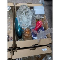 Cherished Teddies, cut and coloured glassware, Wedgwood Jasperware etc, in four boxes