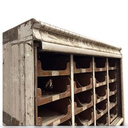 F Pollard & Co - late 19th century rustic haberdashery shop cabinet, fitted with an assortment of forty sliding trays, with drawers fitted to base, in antique white-painted finish