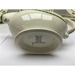 Copeland Spode, Spode's Glory pattern part dinner service, comprising two covered tureens, six dinner plates, six side plates, six dessert plates, sauce jug, three serving dishes of various sizes   
