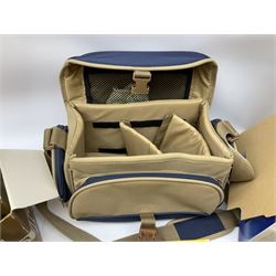 Cameras and accessories including Nikon Nikkormat camera with ‘Nikkor-H 1:2 f=50mm’ lens, Olympus C-8080 wide zoom digital camera, soft case camera bag etc, all untested, in one box