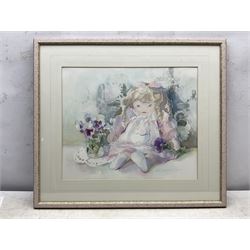 Vera Beaumont (American 20th century): Still Life of Doll and Flowers, watercolour signed 36cm x 43cm