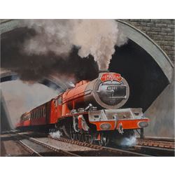 Joe Townend GRA (British 1946-): The Merseyside Express 46201 leaving Liverpool Lime Street, oil on canvas signed 40cm x 50cm (unframed)