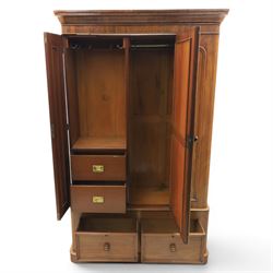 Victorian mahogany wardrobe, enclosed by single mirror door, two drawers to base