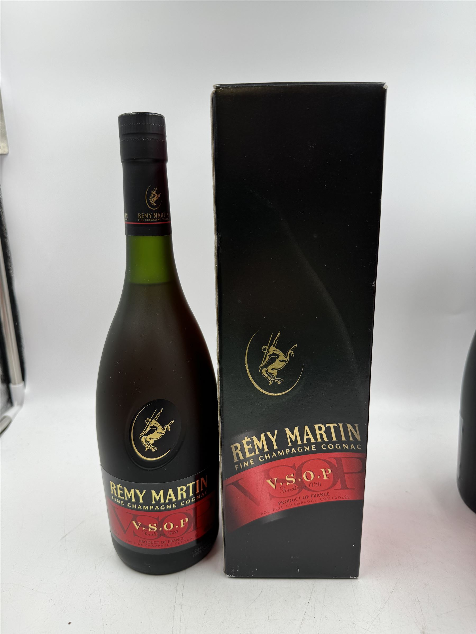 Three bottles Remy Martin V.S.O.P champagne cognac, 70cl 40% vol, in original boxes