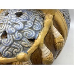 Oriental glazed ceramic elephant garden seat, H41cm