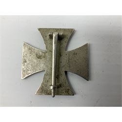WW2 German Iron Cross 1st Class, back of pin indistinctly stamped ?20; and WW2 German Iron Cross 2nd Class, ring indistinctly stamped ?100 for Rudolf Wachtler und Lange (2)