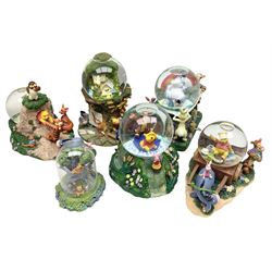 Five Disney Winnie The Pooh snow globes 