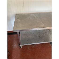 Rectangular stainless steel two tier preparation trolley table - THIS LOT IS TO BE COLLECTED BY APPOINTMENT FROM DUGGLEBY STORAGE, GREAT HILL, EASTFIELD, SCARBOROUGH, YO11 3TX