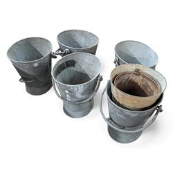 Five large railwayana five coal buckets, together with two others, H50cm W40cm
