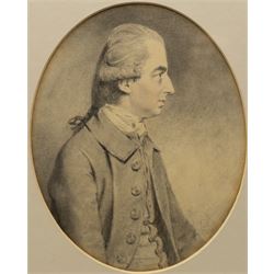 John Downman (British 1750-1824): 'Portrait of William Jackson Esquire of Exeter - The Celebrated Composer', oval watercolour signed with initials and dated 1780, inscribed below with label verso 20cm x 16.5cm
Provenance: Presented by Her Royal Highness Princess Louise Duchess of Argyll