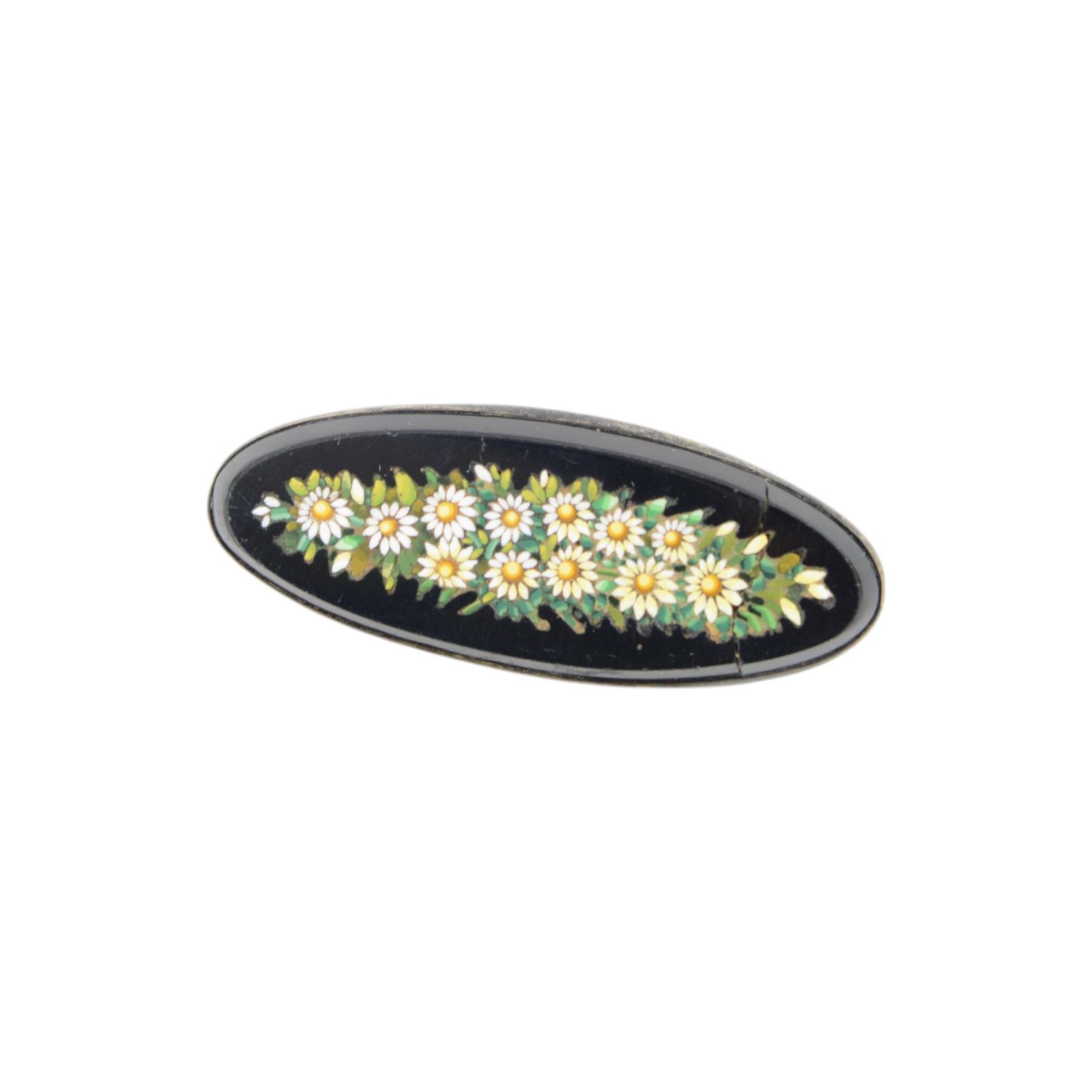 19th century micro mosaic brooch of oval form decorated with daisies to the centre, together with five other micro mosaic brooches 