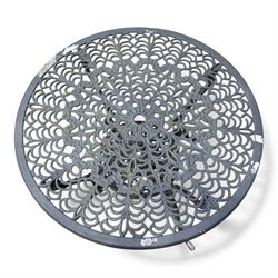 Cast aluminium garden table and four chairs in dark grey