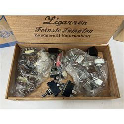 HO/OO gauge - parts and accessories for OO gauge to include power supply units, Airfix trackside accessories kits, miscellaneous parts for building model trains etc, in two boxes 