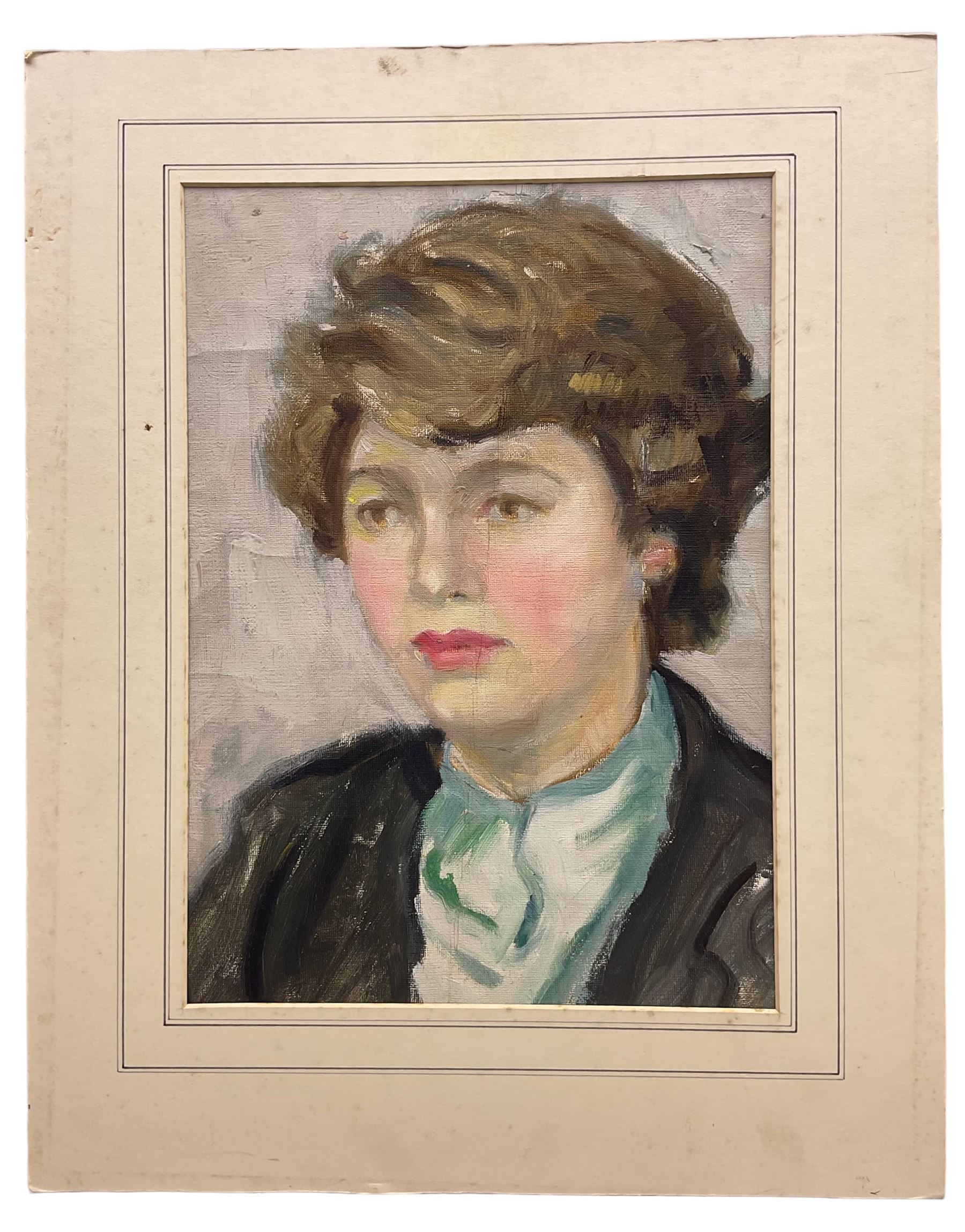 Philip Naviasky (Northern British 1894-1983): Portrait of a Lady, oil on canvas laid on to card unsigned 35cm x 25cm 
Provenance: private collection, purchased David Duggleby Ltd 15th June 2009 Lot 74