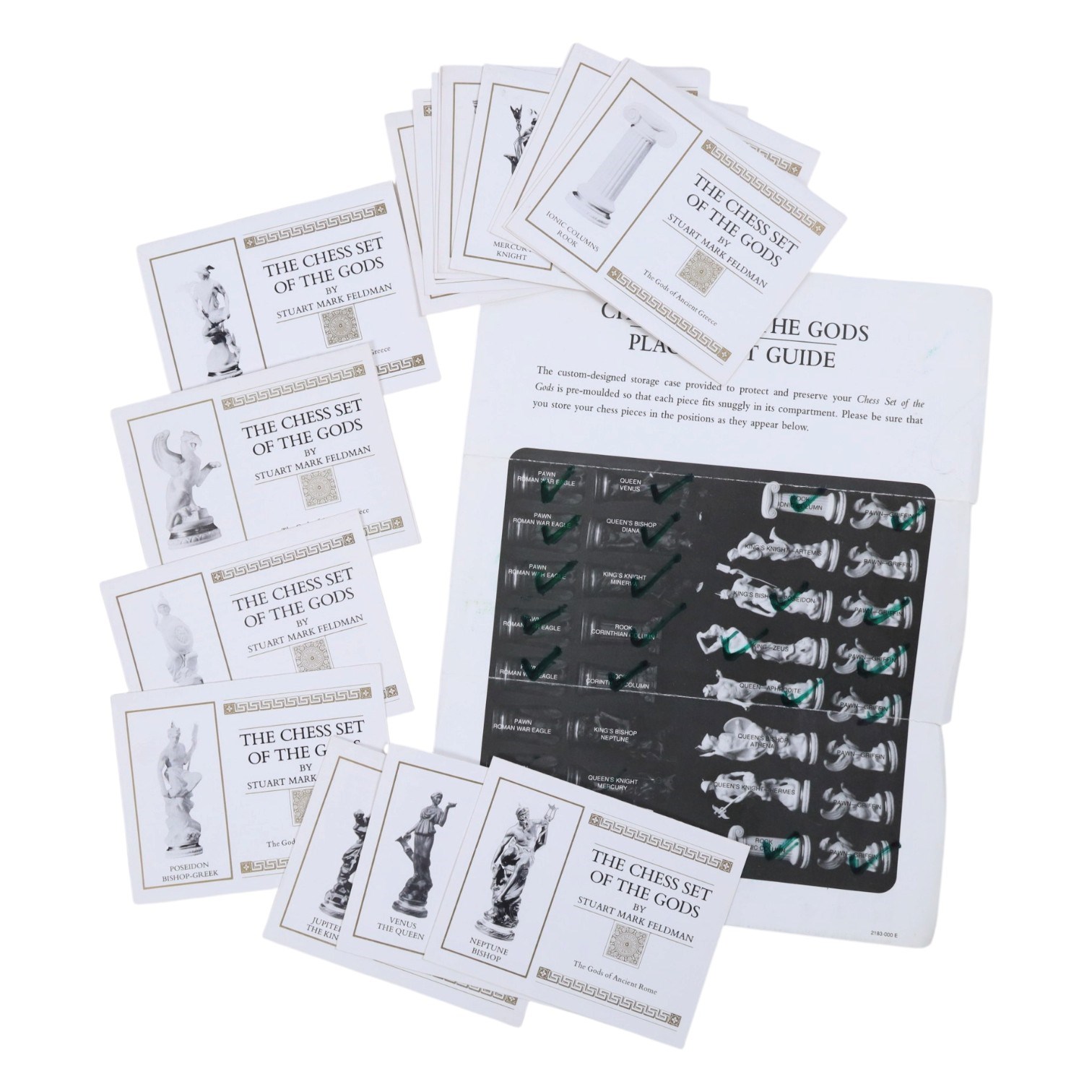Franklin Mint - The Chess set of the Gods by Stuart Feldman, porcelain pieces, housed in fitted case with certificates 