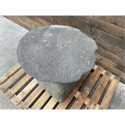 Large weathered cast stone garden staddle stone mushroom