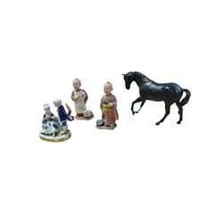 Beswick Black Beauty horse figure, together with two bisque nodding head figures and one other  