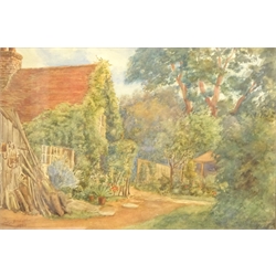  Rural Cottage Scene, watercolour signed and dated 1914 George Howard, Figures Resting in front of a Mountainous Landscape, watercolour unsigned, Figures Along a River Path, oil signed and dated 1862 by William Smith and five others max 41cm x 69cm (8)    