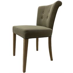 Neptune Furniture - Calverston set of four curved back dining chairs with Clara Natural buttoned upholstery, pale oak legs