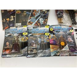 Quantity of Star Trek memorabilia and promotional merchandise including action figures, calendars, mobile kit, collector's fact cards, models etc; many in original packaging