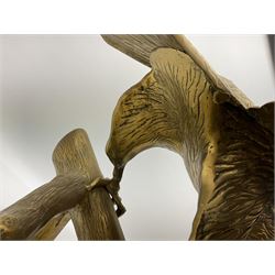 Large brass figure of an eagle on a branch, H51.5cm