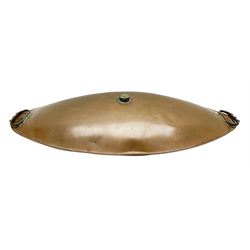 19th century copper coaching foot warmer, of oval form with twin handles, L68cm