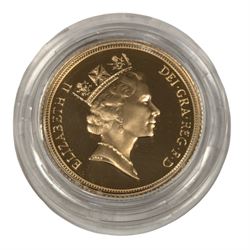 Queen Elizabeth II 1995 gold proof full sovereign coin, cased with certificate
