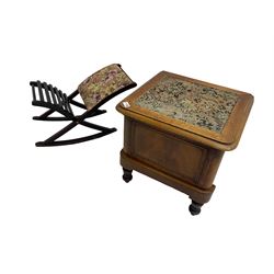 Victorian mahogany commode and a gout stool 
