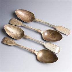 Collection of silver flatware, comprising set of six Georgian teaspoons, three Victorian Exeter silver dessert forks, Georgian Old English pattern table spoon, etc all hallmarked