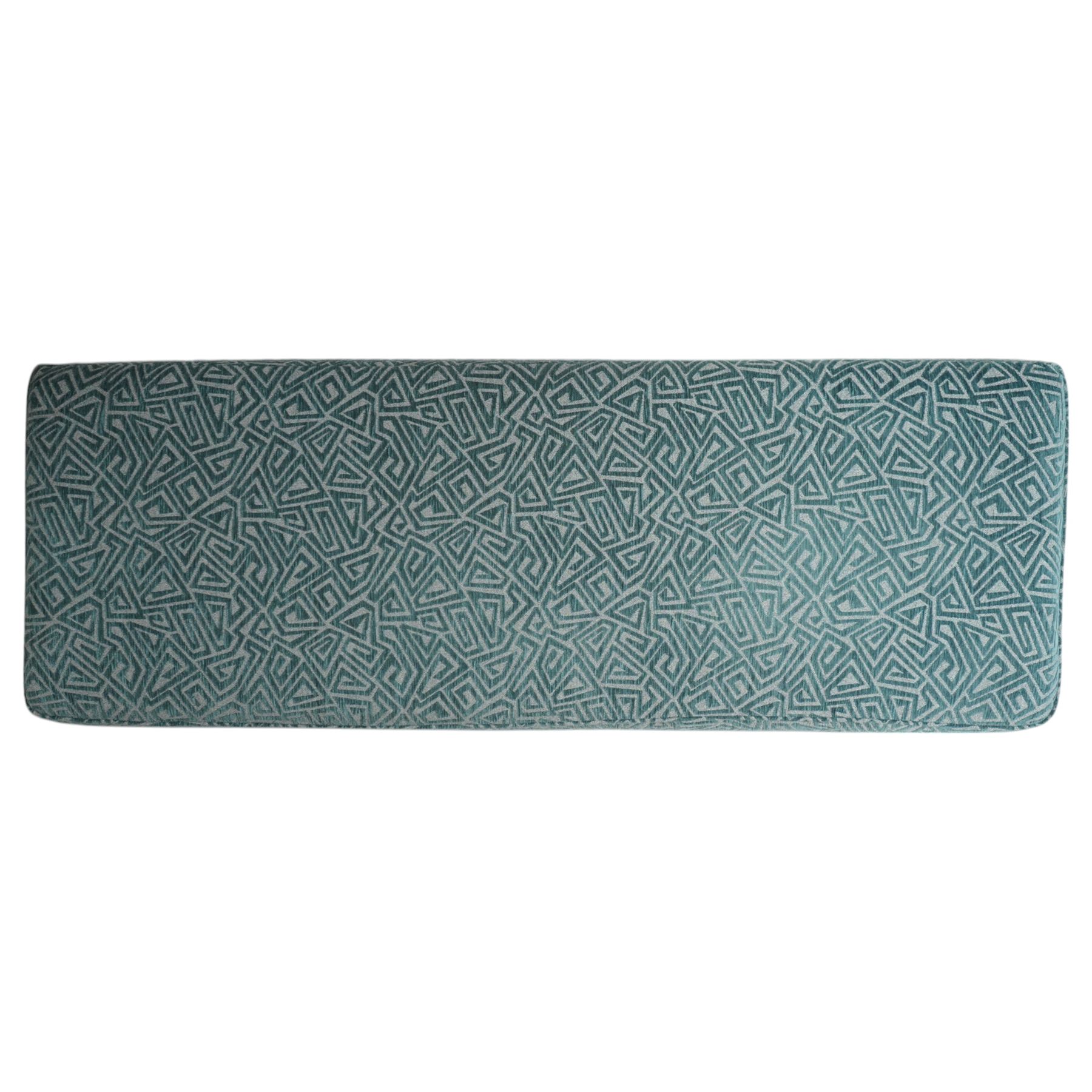 G-Plan Vintage - Contemporary unused Agatha 3 seater sofa, upholstered in G insignia fabric cushion seat and back cushion, rectangular side frame and matching fabric footstool, and additional unused seat cushion