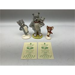 Collection of Beswick figures to include Beatrix Potter Squirrel Nutkin, Jemima Puddleduck, Spike and Tyke, Tom and Jerry, both boxed and with certificates, Chamois 1551 and Babycham 1615a (a/f) Beswick Ware Royal Douton Peter Rabbit and Benjamin Bunny, with certificate
(9)
