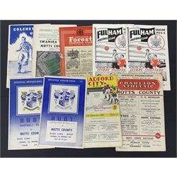 Over fifty pre-1962 Nottingham County away football programmes, mostly late 1940s and 1950s