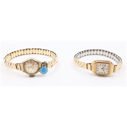  Avia gold wristwatch and an Everite gold wristwatch both hallmarked 9ct on gold-plated expandable bracelets  
