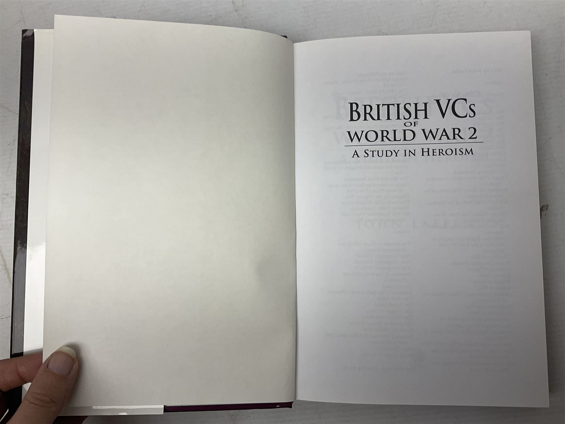 Nine reference books of Victoria Cross interest including four 'VCs of the First World War' series; Martin Ashcroft: Victoria Cross Heroes; John Laffin: British VCs of World War Two; Bryan Perrett: For Valour; Ann Clayton: Martin Leake Double VC; and John Percival: For Valour (9)