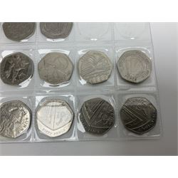 Queen Elizabeth II decimal fifty pence coins, including commemoratives, face value 11 GBP