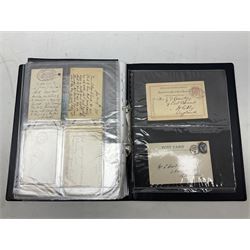Postal history including pre stamp covers, Queen Victoria penny lilacs on cover, post cards etc, housed in a ring binder folder
