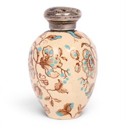 Victorian silver topped porcelain scent bottle, hallmarked Cornelius Saunders & Frank Shep...