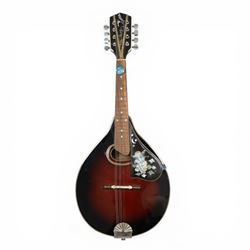 Jacky Jackson M-2 a-style mandolin, with abolone inlaid scratch-plate and headstock, L66cm