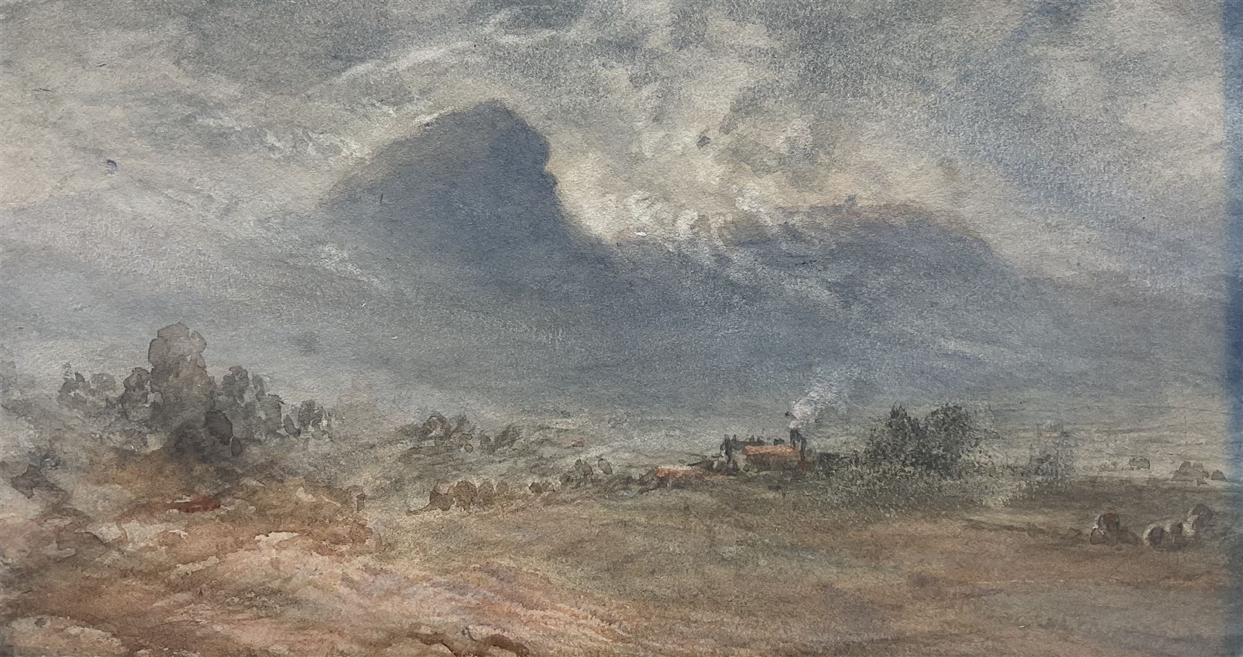 George Weatherill (British 1810-1890): 'Roseberry Topping & Cook's Monument', watercolour unsigned, original title on the mount 13cm x 24.5cm (unframed)