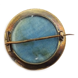  Victorian turquoise mourning circular brooch  