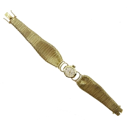 Oke Eleganz 14ct gold ladies mesh bracelet wristwatch, stamped 14K 585