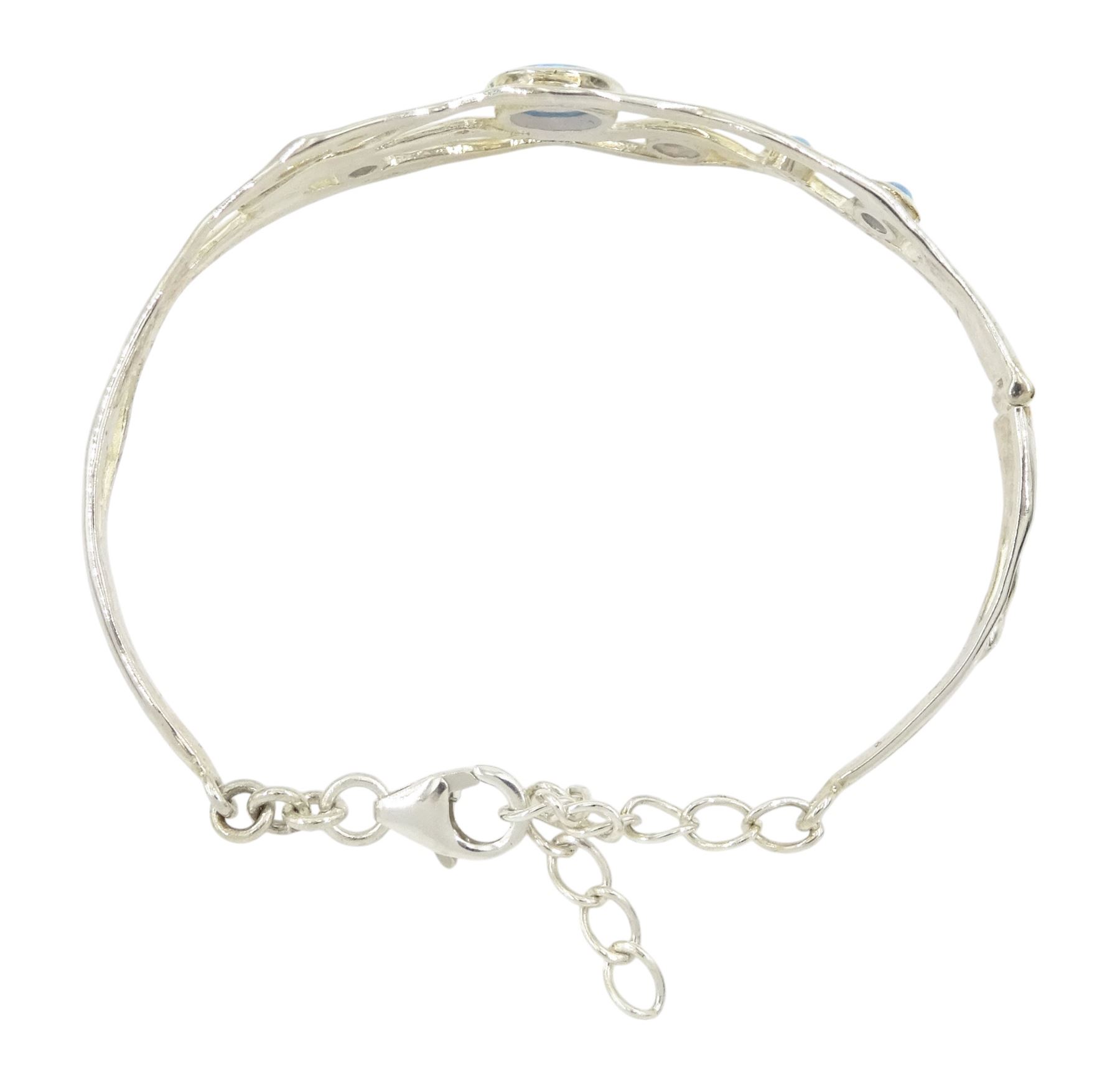 Silver opal openwork bracelet, stamped 925