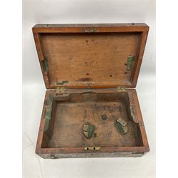 19th century brass theodolite, in an oak carry case, H14cm