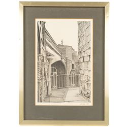 Stuart Walton (Northern British 1933-): York Minster from Precentor's Court, The Shambles - York, View of Lendal Bridge from Dame Judy Dench Walk and Steps Leading from Wellington Row beneath Lendal Bridge to the River Ouse, set of four prints signed with initials and dated '78 in pencil 27.5cm x 17.5cm (4)