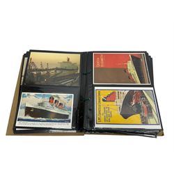 Album of Victorian and later Postcards, including WWII silk embroidered postcards, various ships, cartoons etc 