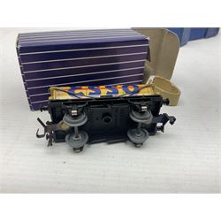 Hornby Dublo - nineteen goods wagons comprising 32040 Goods Van D1 (SR) in LMS stickered box, DR375 Goods Van D1 (GW), D303 Open Goods Wagon D1 (GW), 32044, 32076, 32052, 32021, 32074, 32056, 32065, DR379, 32070, 32020, DR373, two x 32075, High Sided Wagon D2 (LMS) in NE stickered box; all boxed; Tank Wagon D1 (Esso) and DR380 Meat Van D1; both in later unassociated boxes (19)