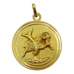 18ct gold Aries pendant stamped 750, approx 9.75gm  