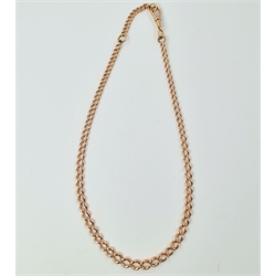  9ct rose gold Albert watch chain necklace, tapering hallmarked links approx 20.3gm length 44cm  