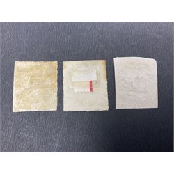 Three Great Britain Queen Victoria penny black stamps, all with cancels