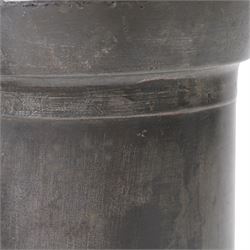Set of six Continental 19th century graduated pewter lidded measures, each of cylindrical form with touch marks to base, max H22cm 